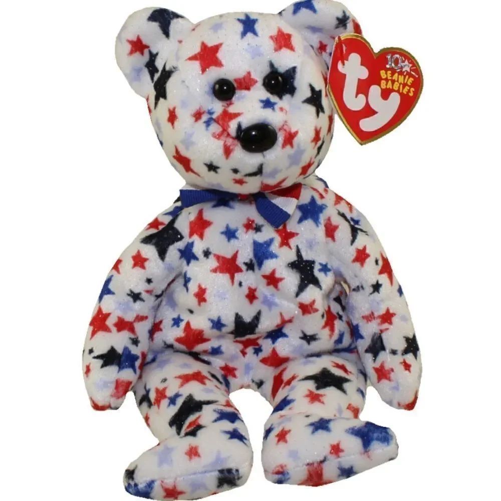 Ty Beanie Babies Bear βRed Whiteβ&βBlueβ!